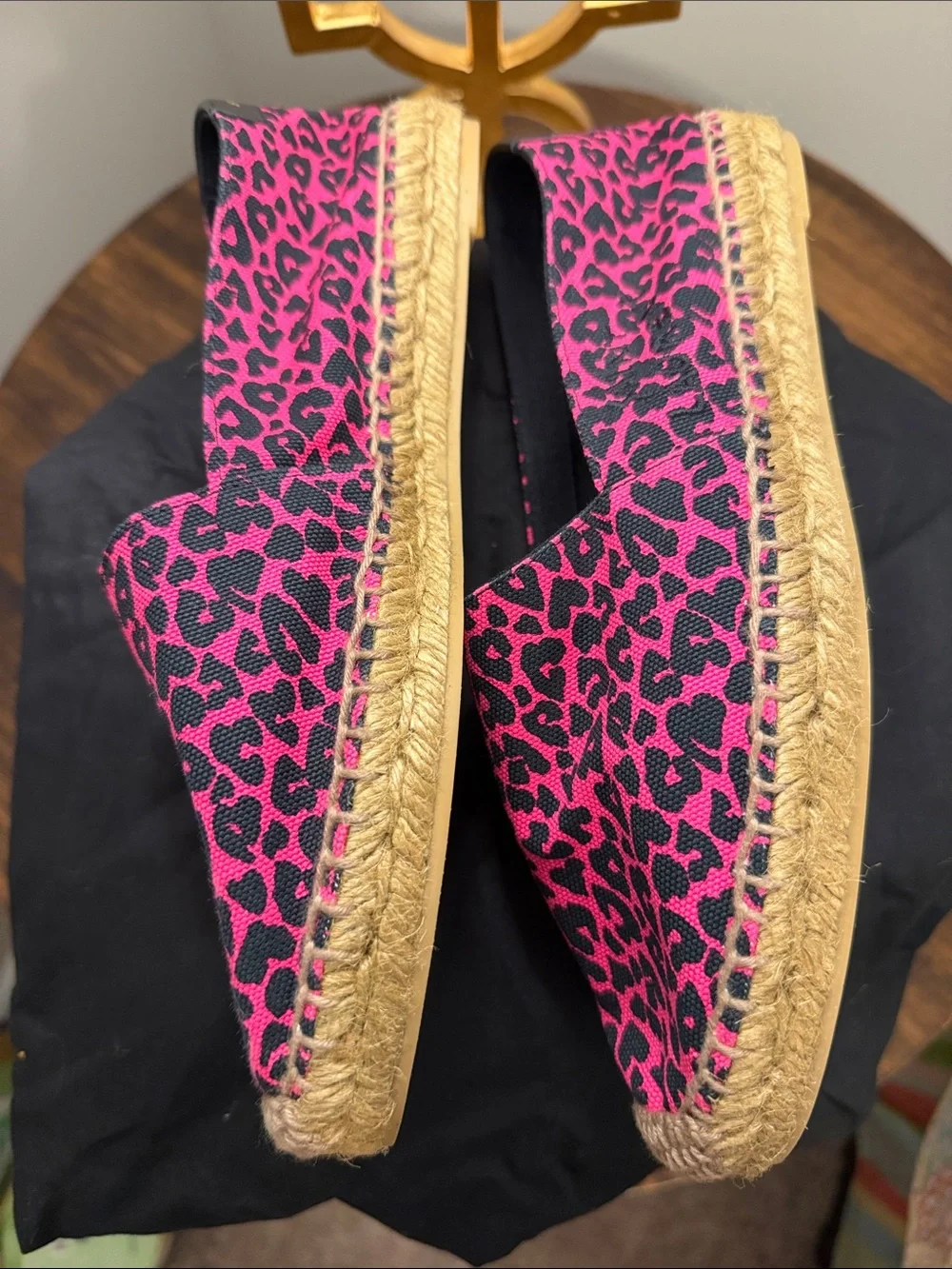 Saint Laurent Leopard Print Espadrille Flats + dust bag